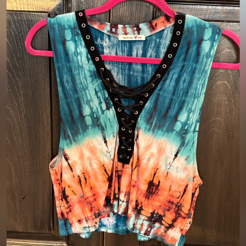 Better Be Multicolor Lace-Up Tank Top
